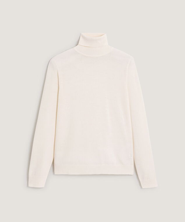 Rodier Pull Col Roulé En Laine Mérinos Blanc