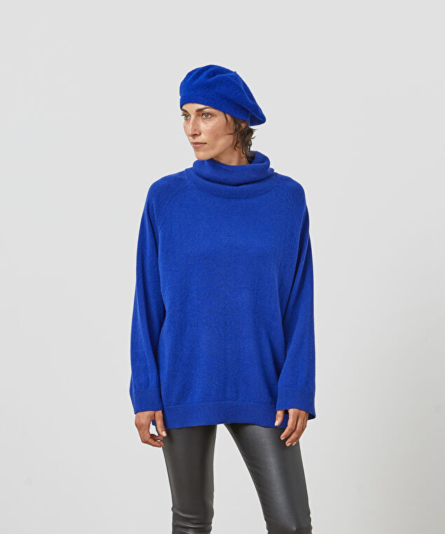 Rodier Pull Col Roulé Oversize Cachemire Bleu Roi