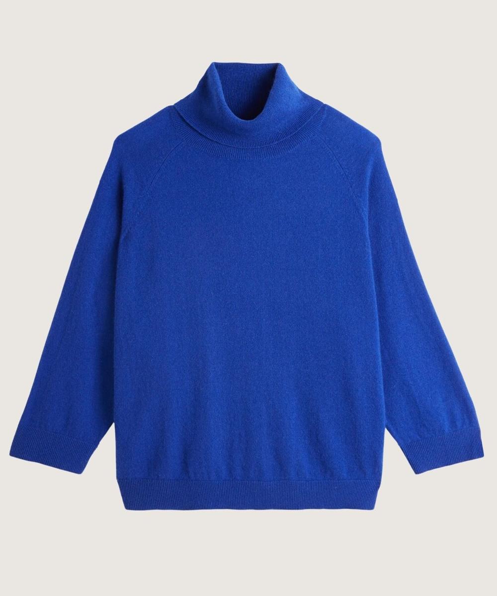 rodier Pull col roulé oversize cachemire bleu roi