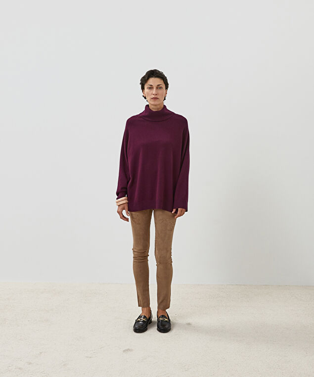 Rodier Pull Col Roulé Oversize Cachemire Bordeaux