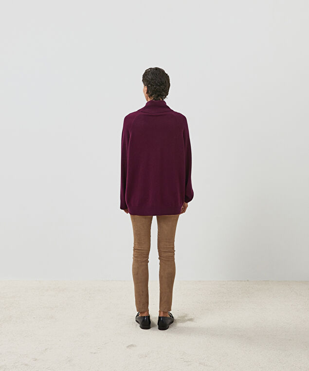 Rodier Pull Col Roulé Oversize Cachemire Bordeaux