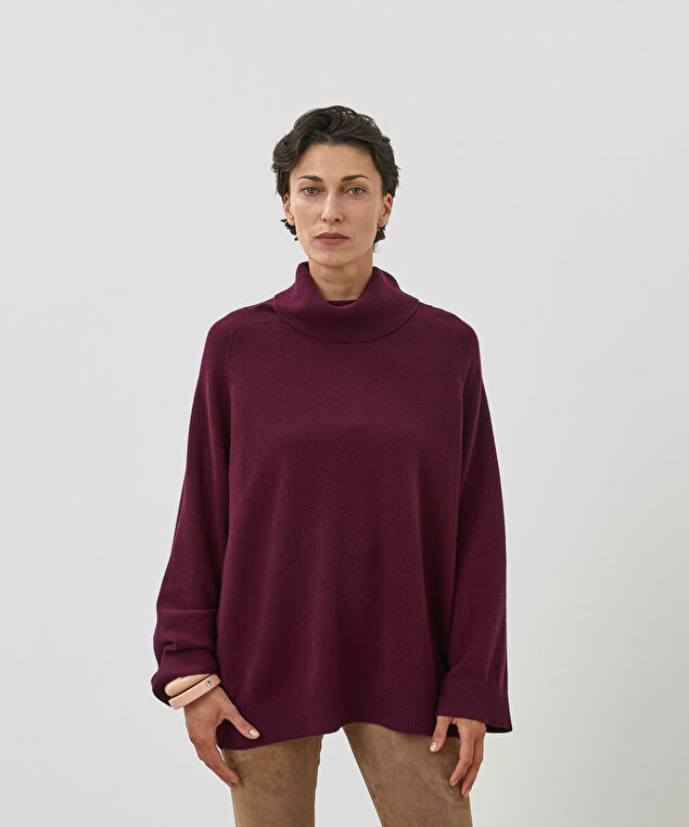Rodier Pull Col Roulé Oversize Cachemire Bordeaux