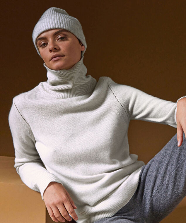 Rodier Pull Col Roulé Oversize En Cachemire Blanc