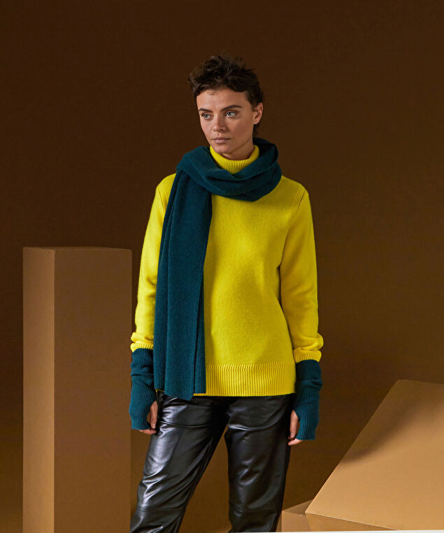 Rodier Pull Col Roulé Oversize En Cachemire Jaune