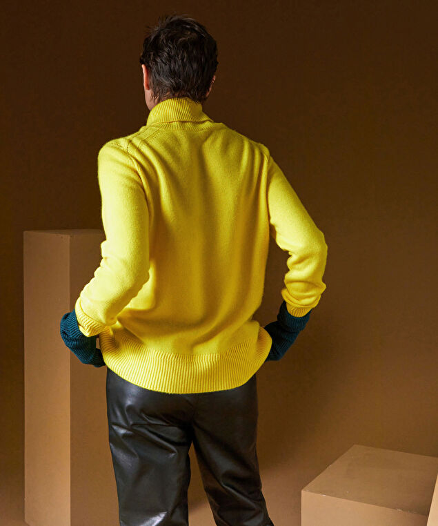 Rodier Pull Col Roulé Oversize En Cachemire Jaune