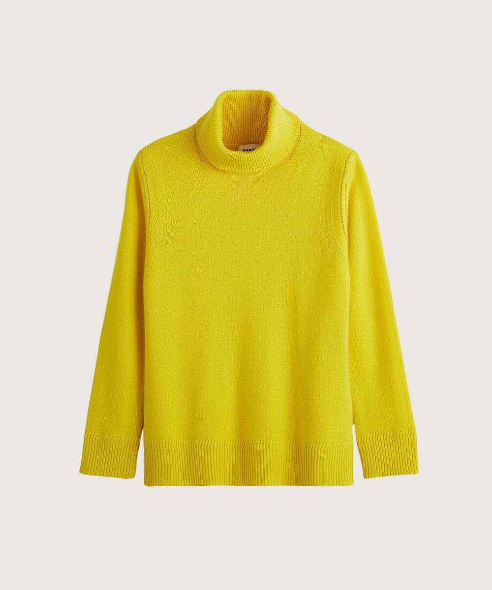 rodier Pull col roulé oversize en cachemire jaune