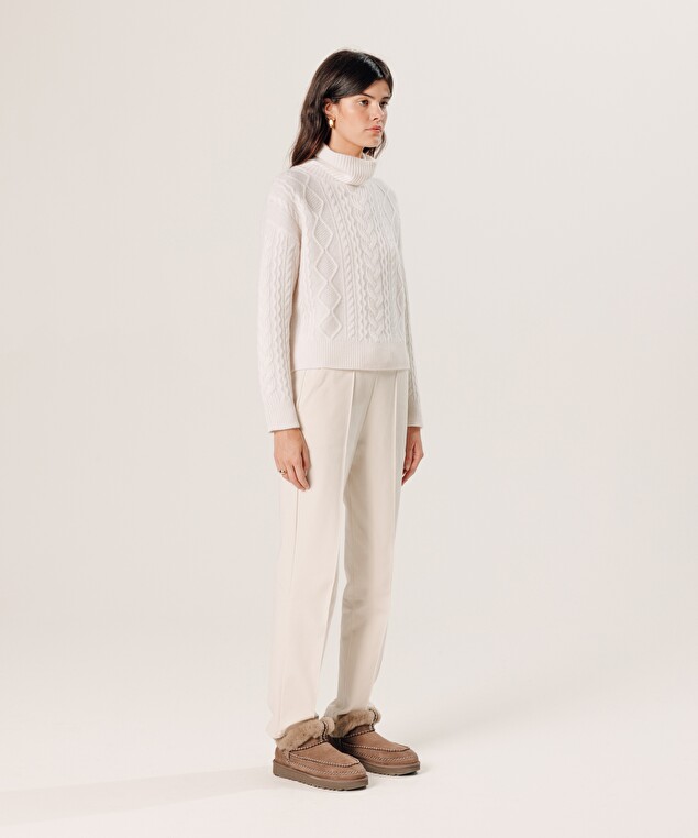 Rodier Pull Col Roulé Torsadé En Cachemire Blanc