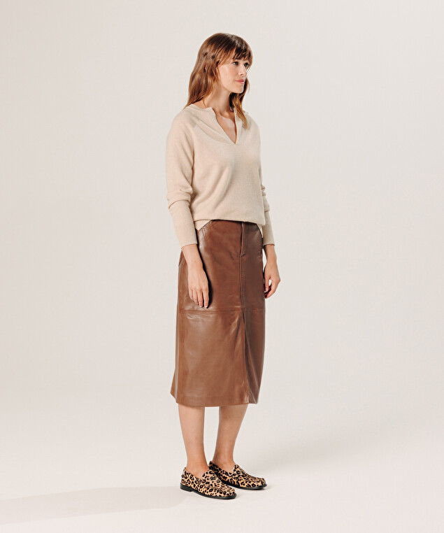 Rodier Pull Col Tunisien En Cachemire Beige