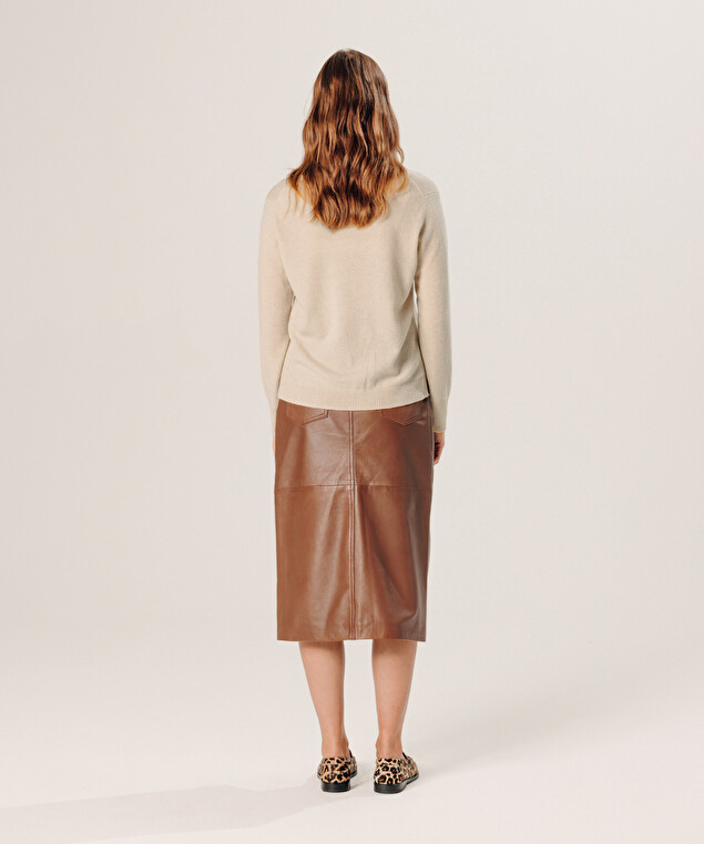 Rodier Pull Col Tunisien En Cachemire Beige