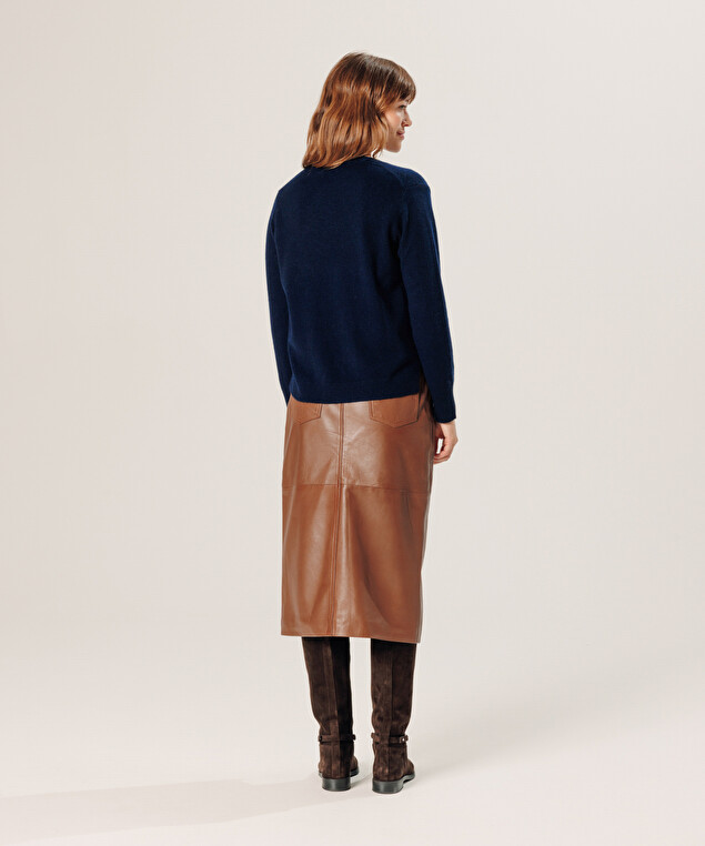 Rodier Pull Col Tunisien En Cachemire Bleu Nuit