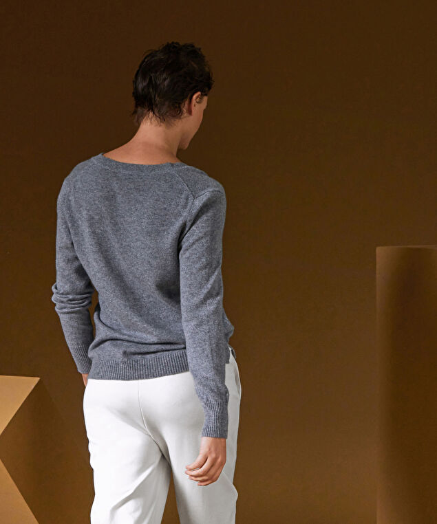 Rodier Pull Col Tunisien En Cachemire Gris