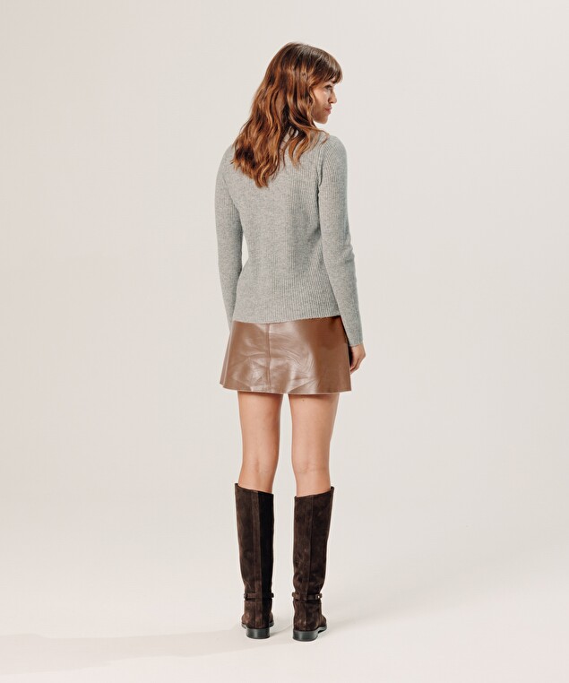 Rodier Pull Col Tunisien En Cachemire Gris Clair