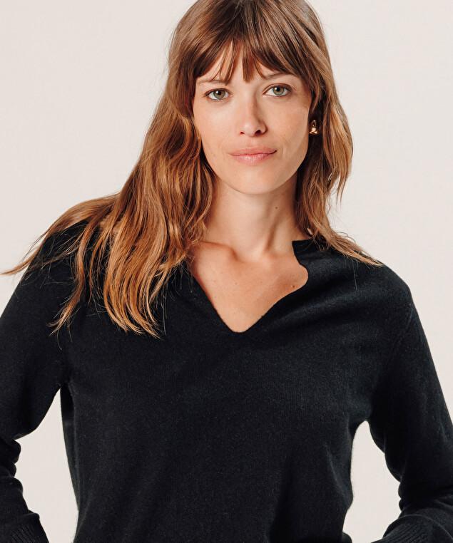 Rodier Pull Col Tunisien En Cachemire Noir