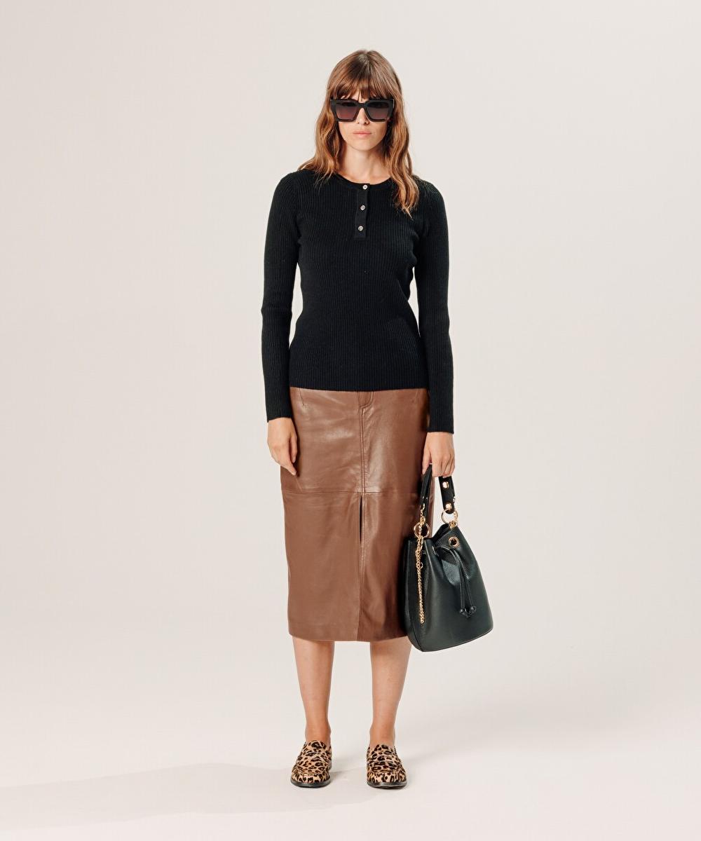 rodier Pull col tunisien en cachemire noir