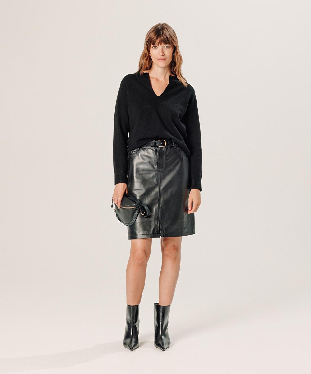 rodier Pull col tunisien en cachemire noir