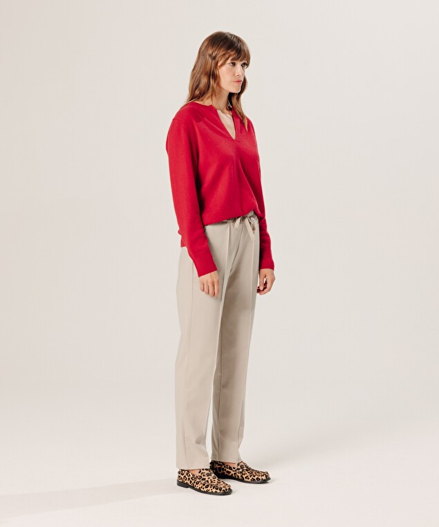 Rodier Pull Col Tunisien En Cachemire Rouge