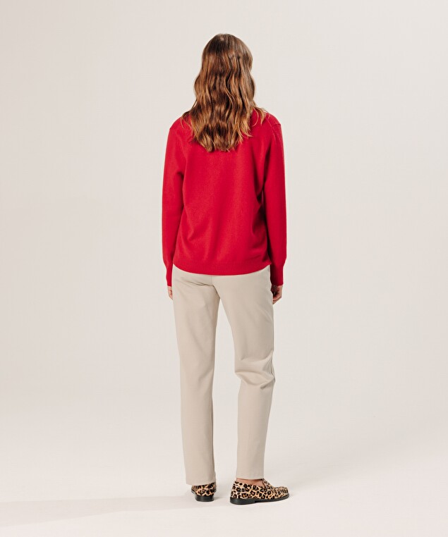 Rodier Pull Col Tunisien En Cachemire Rouge