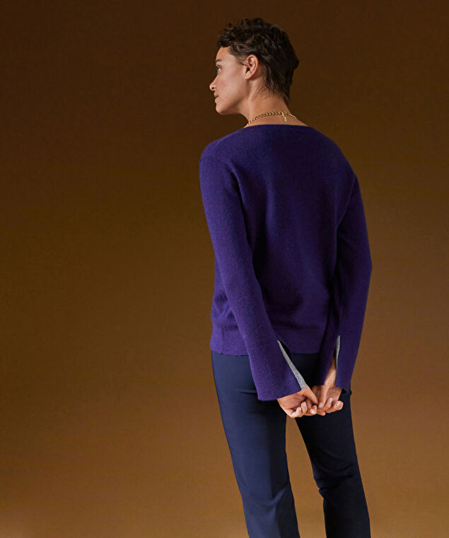 Rodier Pull Col V En Cachemire Violet Foncé