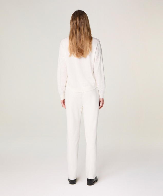 Rodier Pull Col V En Coton Blanc écru