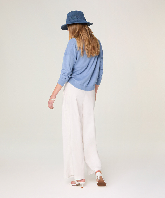 Rodier Pull Col V En Coton Bleu Gris