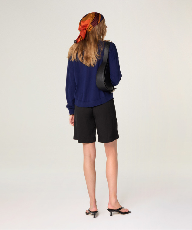 Rodier Pull Col V En Coton Bleu Marine