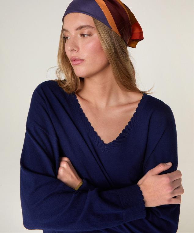 Rodier Pull Col V En Coton Bleu Marine