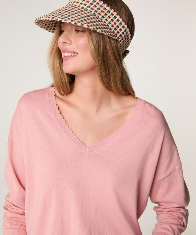 Rodier Pull Col V En Coton Bois De Rose