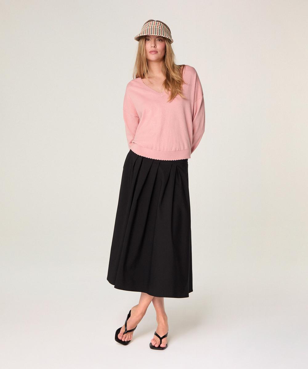 rodier Pull col V en coton bois de rose