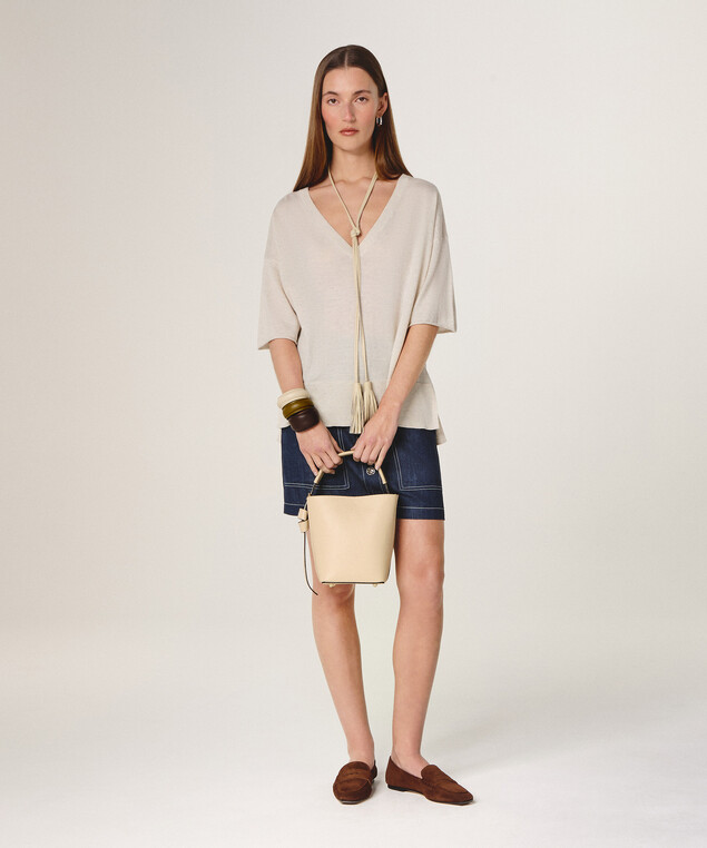 Rodier Pull Col V Manches Courtes Blanc écru