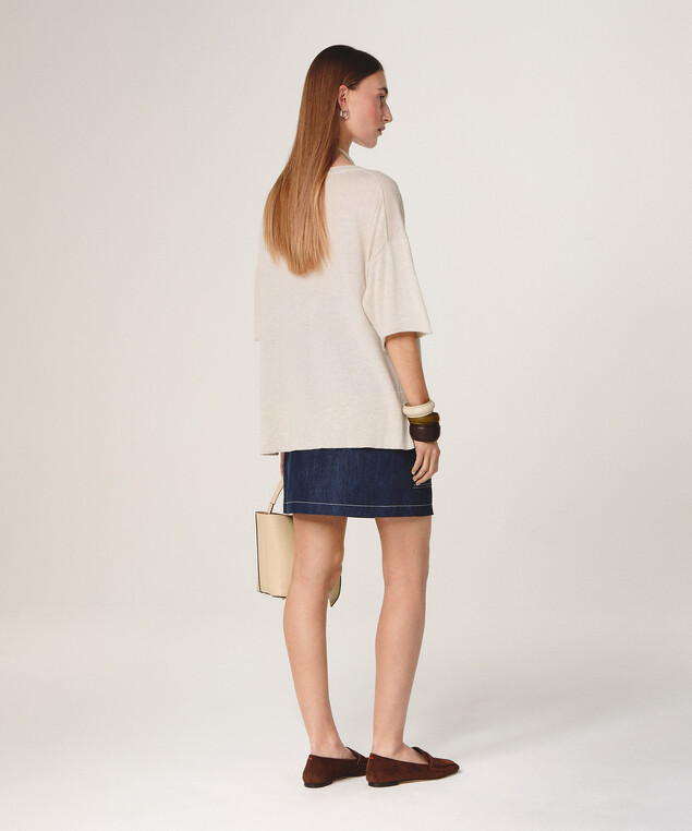 Rodier Pull Col V Manches Courtes Blanc écru