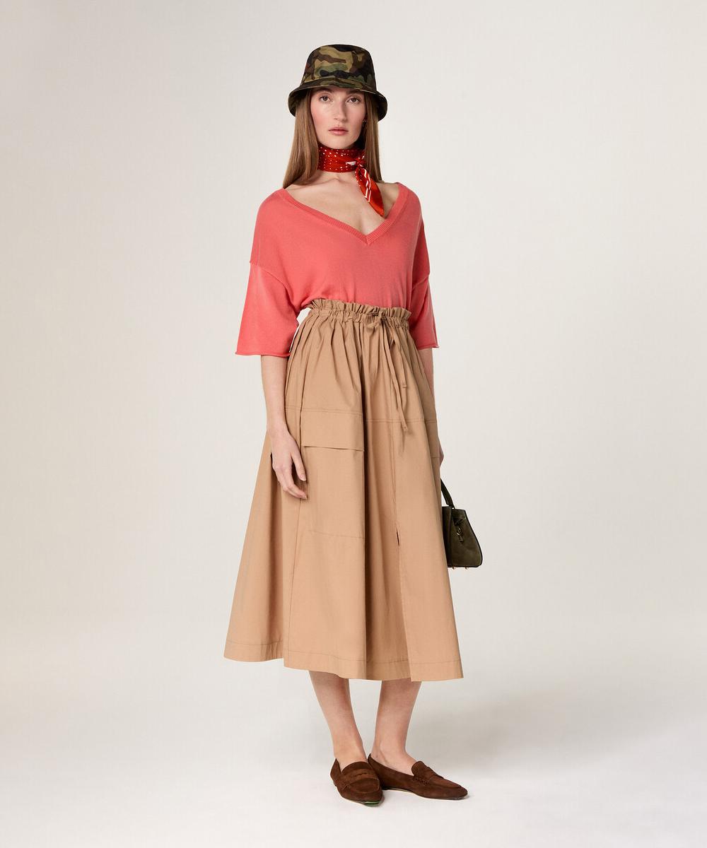 rodier Pull col V manches courtes mandarine