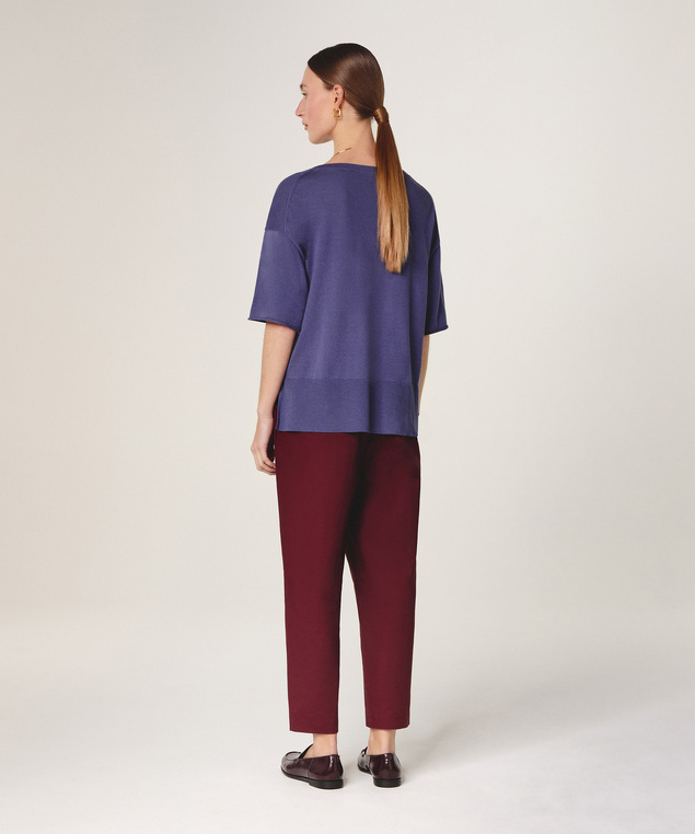 Rodier Pull Col V Manches Courtes Violet Parme