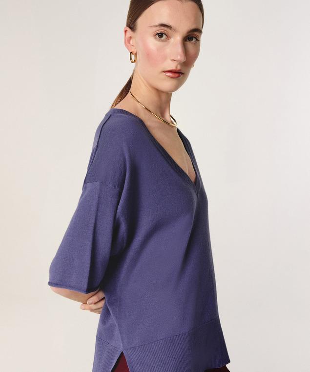 Rodier Pull Col V Manches Courtes Violet Parme