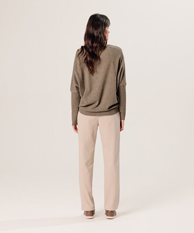 Rodier Pull Col V Oversize En Cachemire Beige