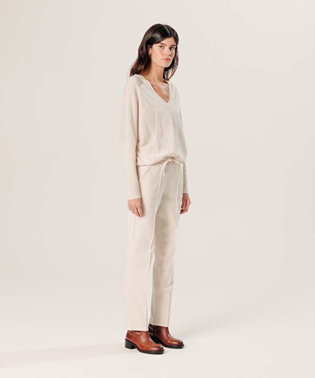 Rodier Pull Col V Oversize En Cachemire Blanc écru