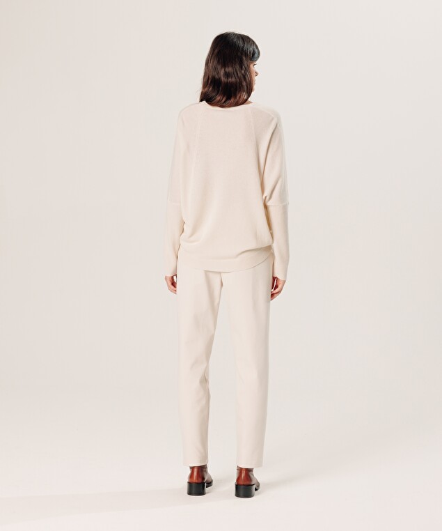 Rodier Pull Col V Oversize En Cachemire Blanc écru