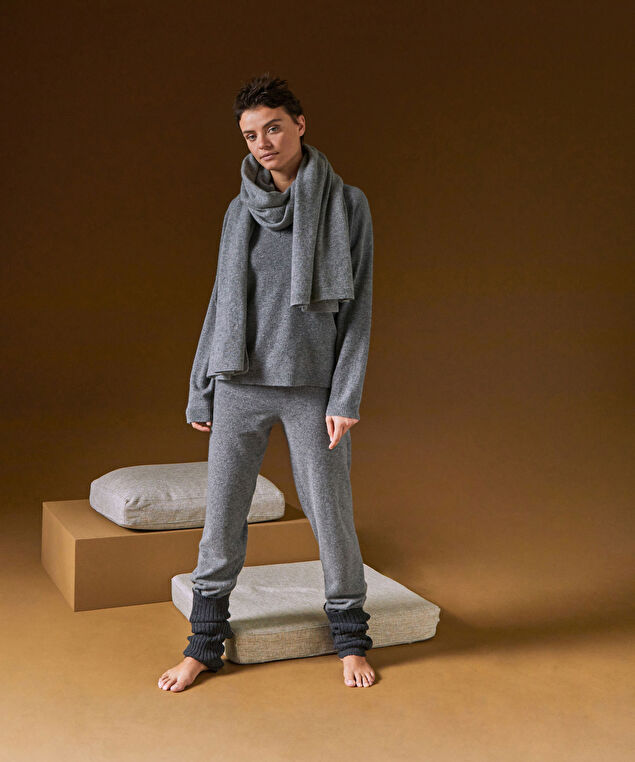 Rodier Pull Col V Oversize En Cachemire Gris Moyen