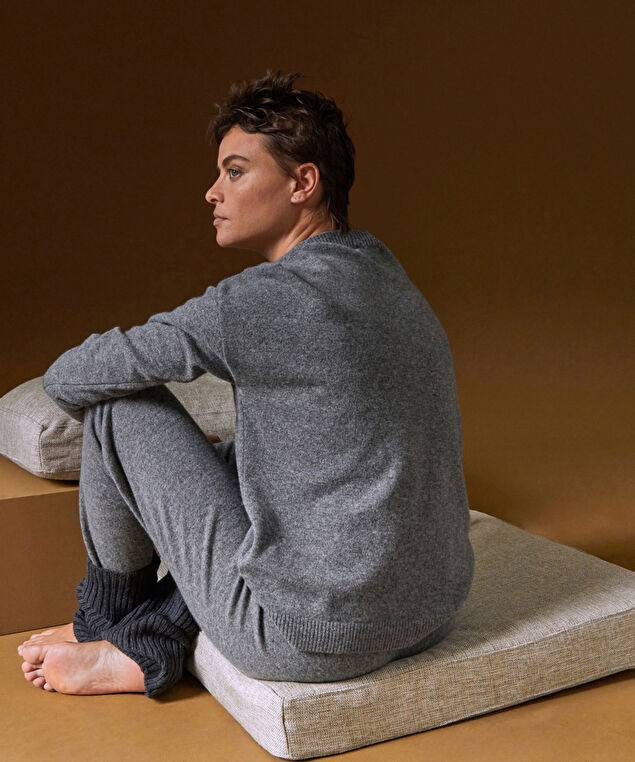 Rodier Pull Col V Oversize En Cachemire Gris Moyen