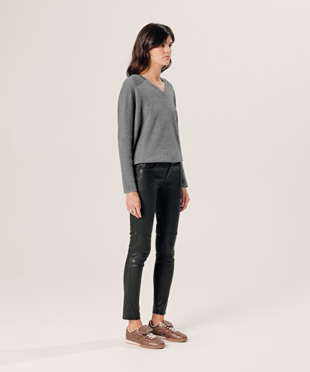 Rodier Pull Col V Oversize En Cachemire Gris Perle