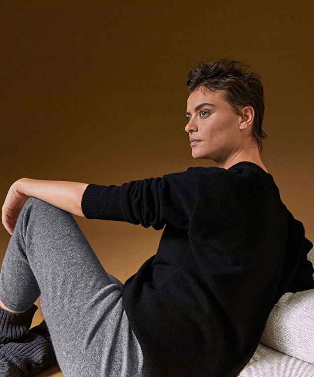 Rodier Pull Col V Oversize En Cachemire Noir