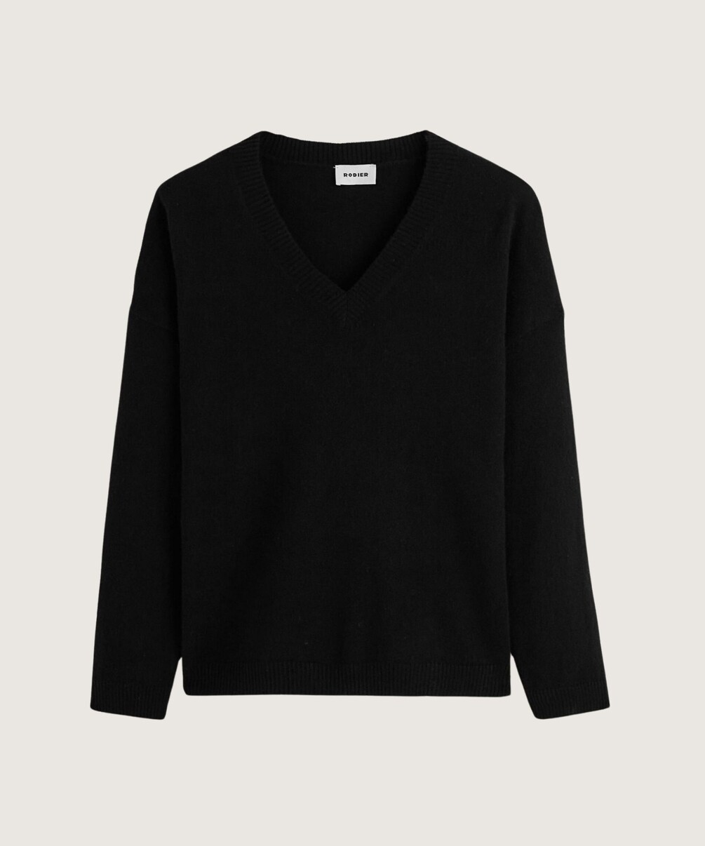 rodier Pull col V oversize en cachemire noir