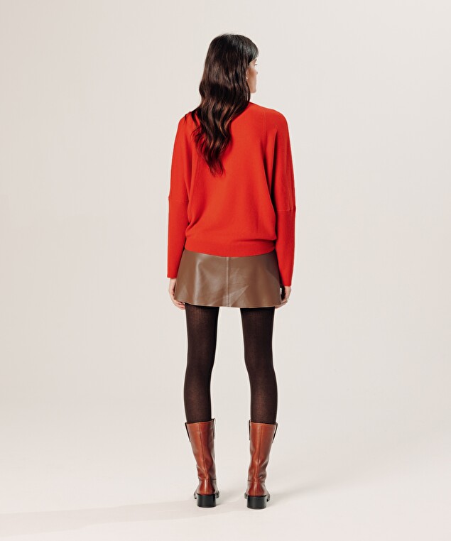 Rodier Pull Col V Oversize En Cachemire Orange