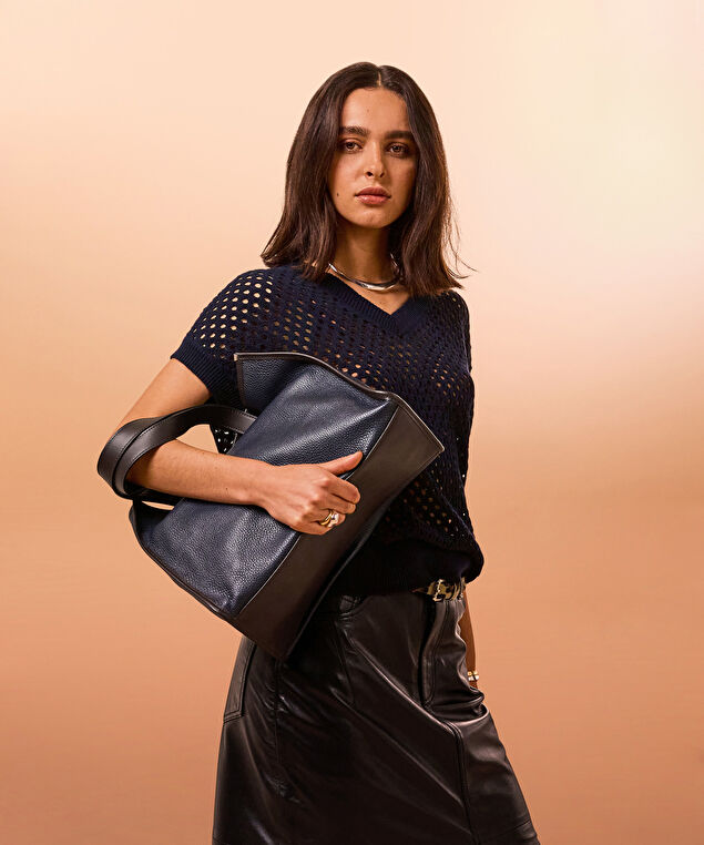 Rodier Pull Manches Courtes Ajouré Bleu Nuit