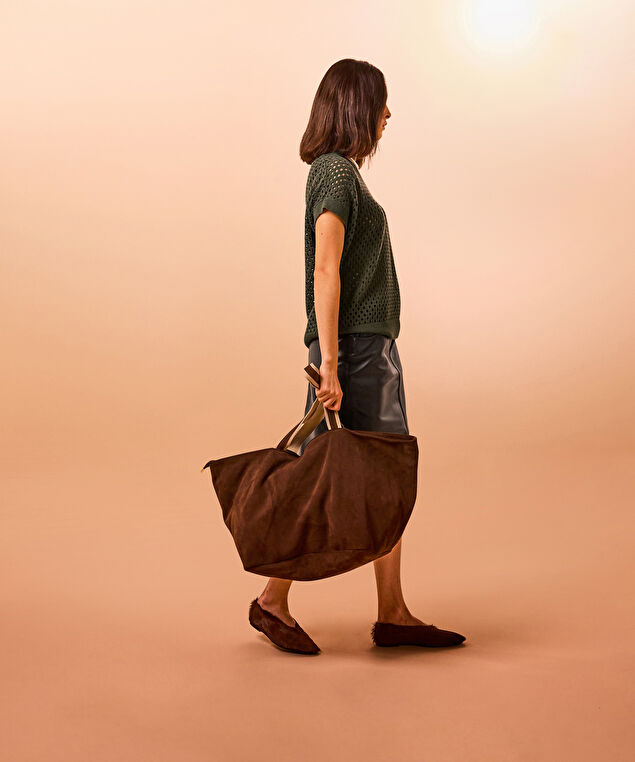 Rodier Pull Manches Courtes Ajouré Vert Kaki