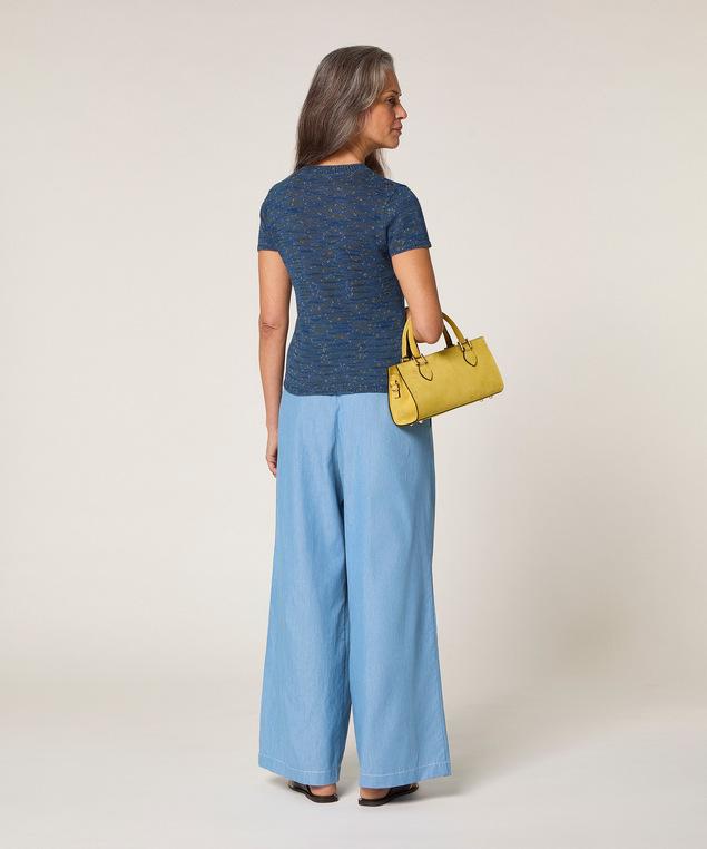 Rodier Pull Manches Courtes En Coton Bleu Denim