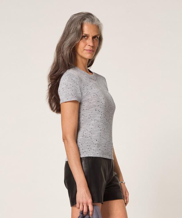 Rodier Pull Manches Courtes En Coton Gris Chiné