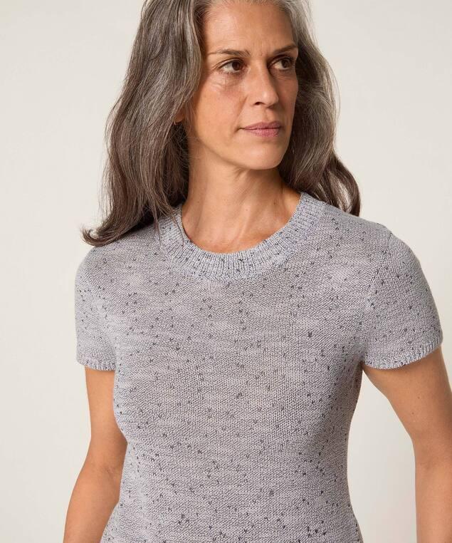 Rodier Pull Manches Courtes En Coton Gris Chiné