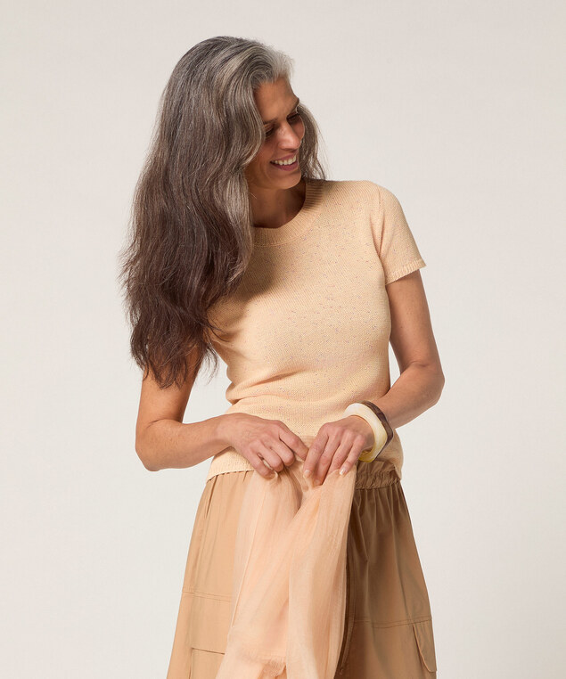 Rodier Pull Manches Courtes En Coton Jaune Sable