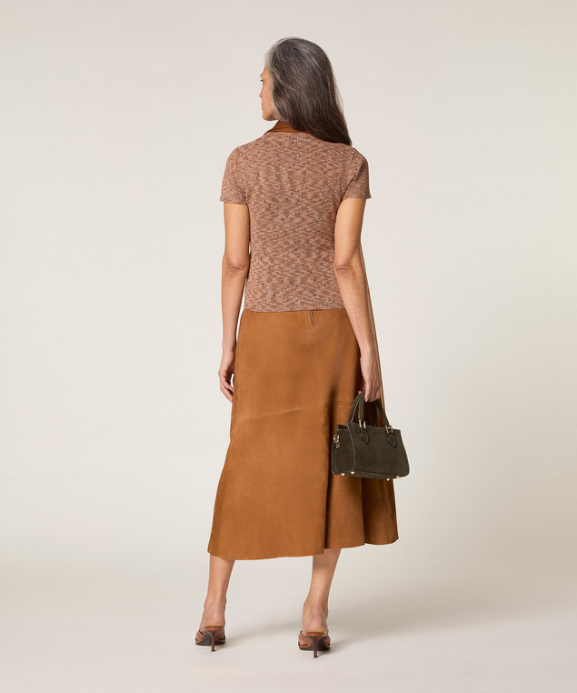 Rodier Pull Manches Courtes En Coton Taupe Chiné