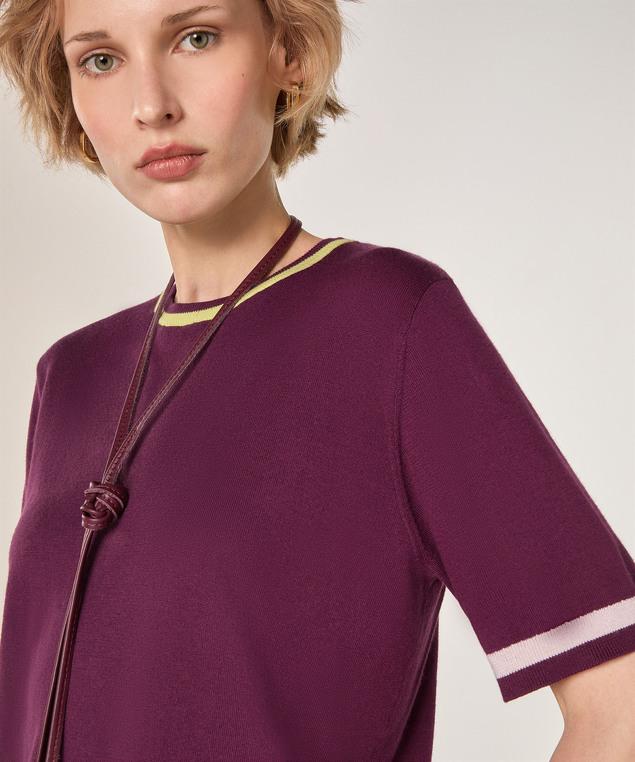Rodier Pull Manches Courtes En Coton Violet De Vin